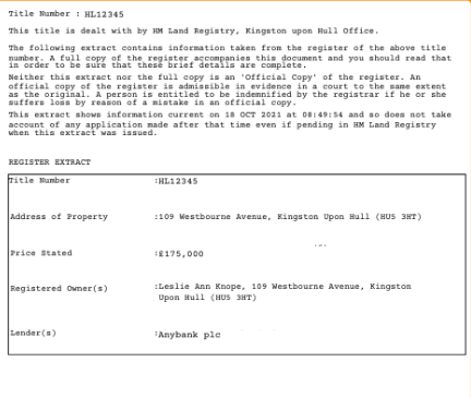 Title register, Land Registry