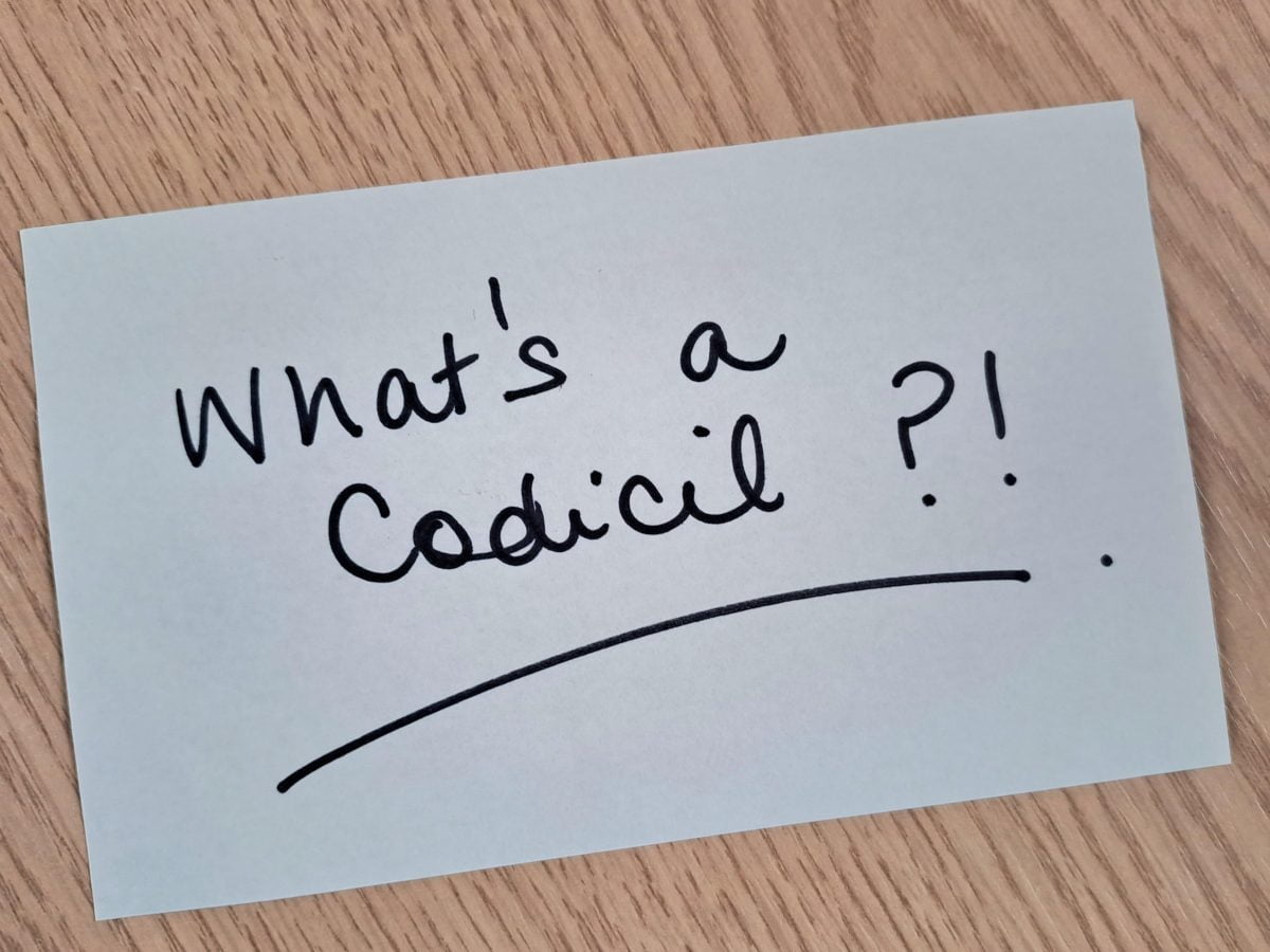 What's a codicil on white paper